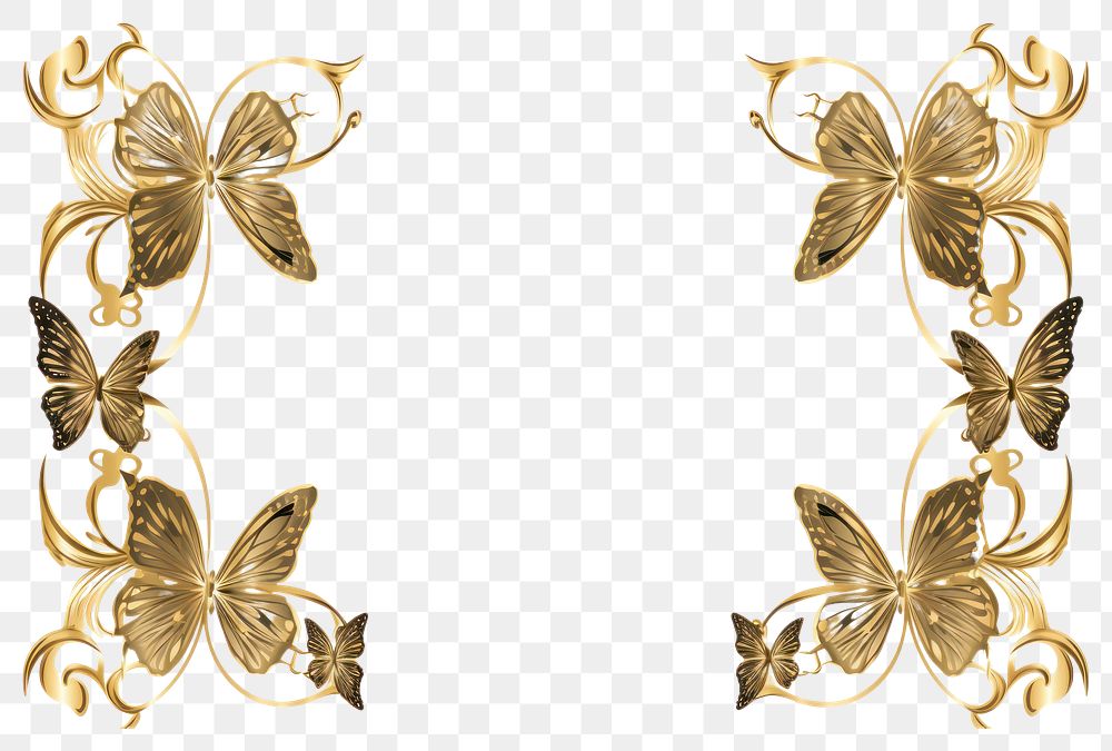 PNG  Butterfly gold pattern white background. AI generated Image by rawpixel.