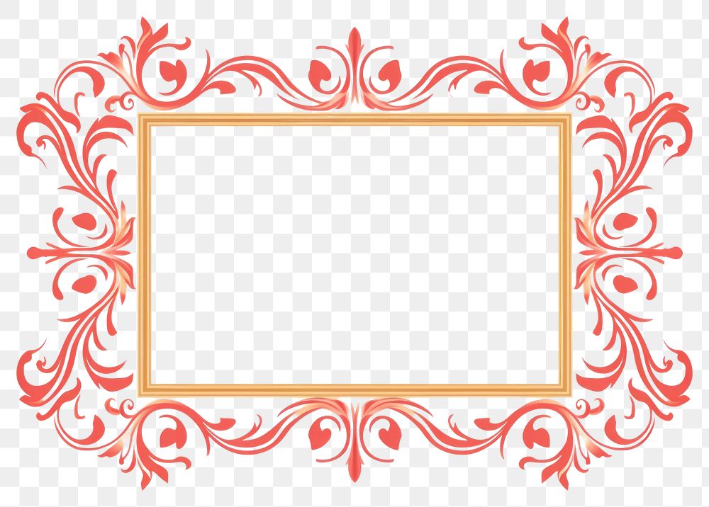 PNG  Coral pattern frame white background. AI generated Image by rawpixel.