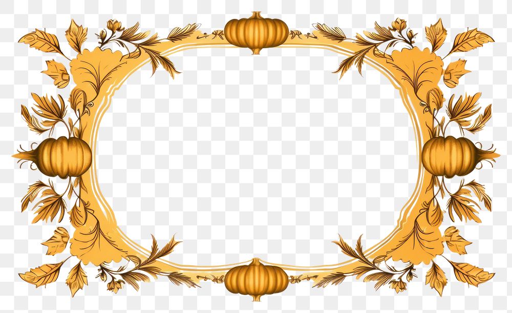 PNG  Pumpkin pattern frame white background. AI generated Image by rawpixel.