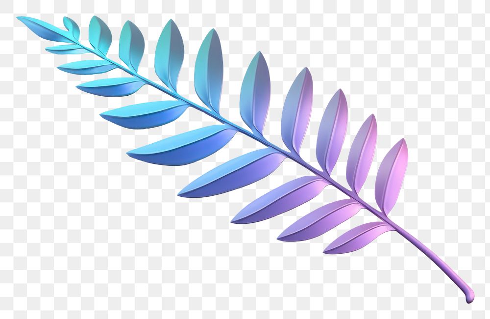 PNG Holographic fern leaf plant white background lightweight. AI generated Image by rawpixel.