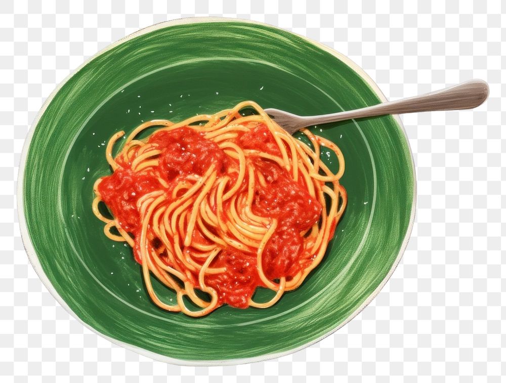 PNG Spaghetti on dish pasta plate food. AI generated Image by rawpixel.