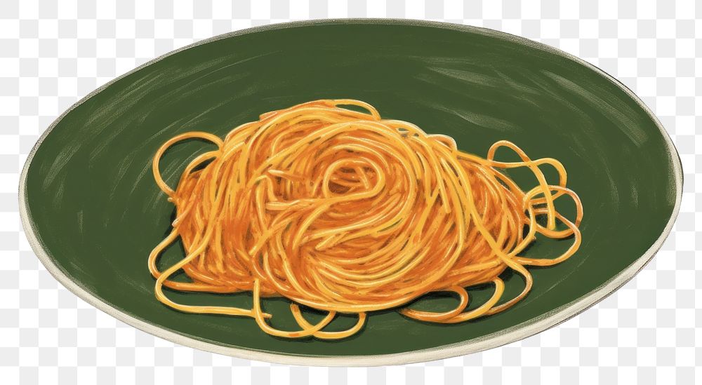PNG Spaghetti on dish noodle pasta plate. AI generated Image by rawpixel.