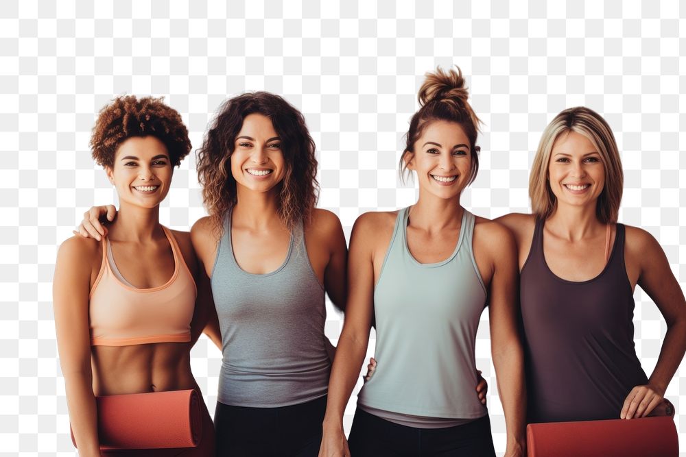 PNG  Sporty girls smile adult togetherness. AI generated Image by rawpixel.