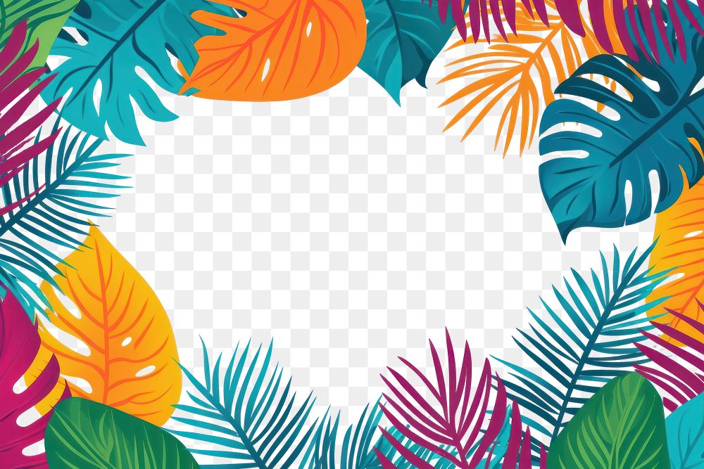 PNG  Colorful simple tropica leaves bold line doodle backgrounds outdoors tropics. AI generated Image by rawpixel.