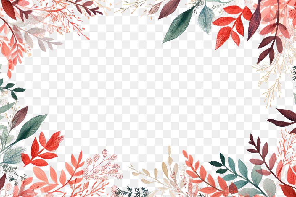 PNG  Floral leaves backgrounds pattern plant. AI generated Image by rawpixel.