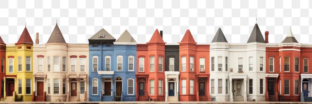 PNG Layers of American row houses architecture building white background. AI generated Image by rawpixel.