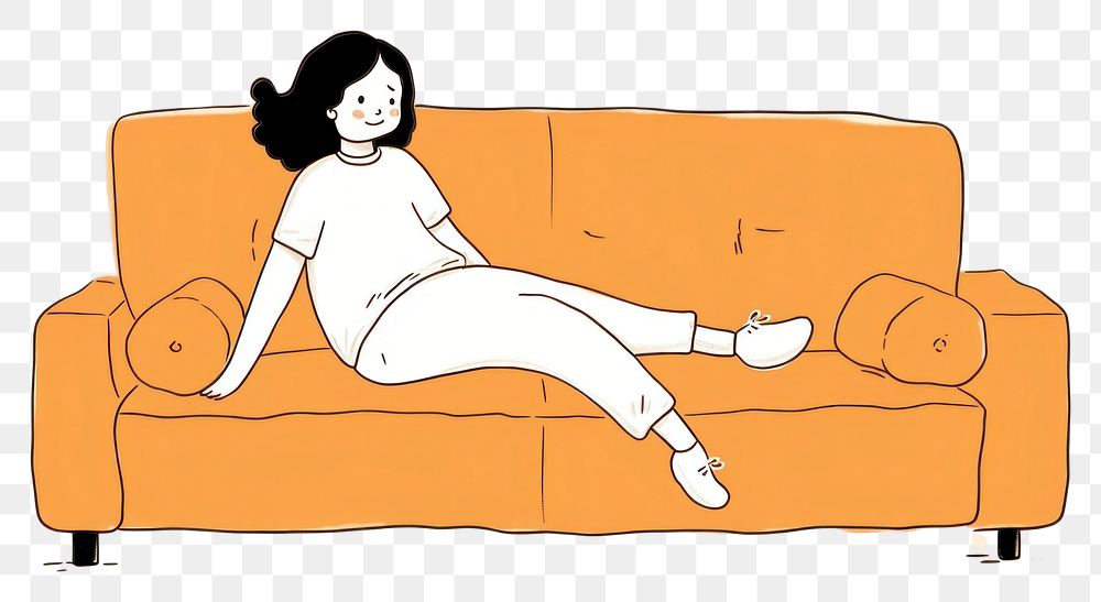 PNG Women chilling sofa furniture cartoon comfortable. AI generated Image by rawpixel.