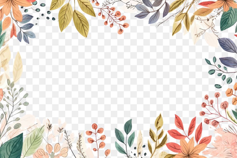 PNG Leaves and flowers backgrounds pattern plant. AI generated Image by rawpixel.