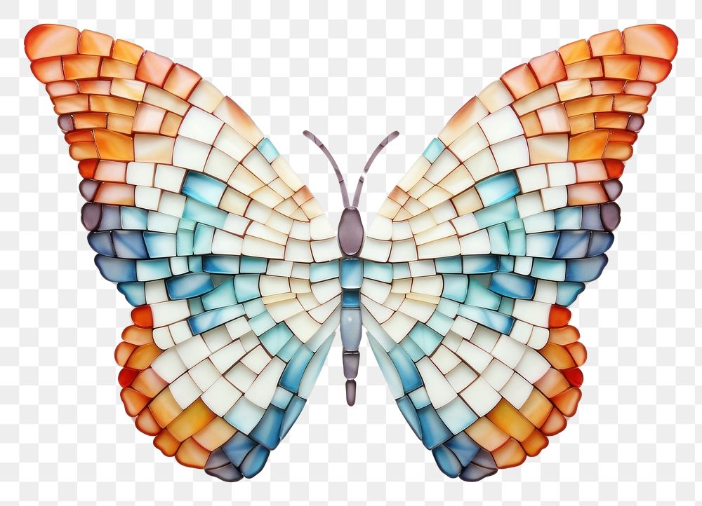PNG Butterfly art mosaic white background. AI generated Image by rawpixel.