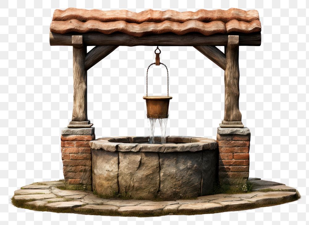 PNG Rustic well architecture fountain outdoors. 