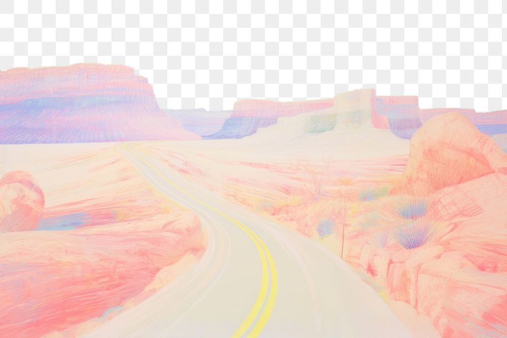 PNG  Highway road backgrounds painting drawing. AI generated Image by rawpixel.