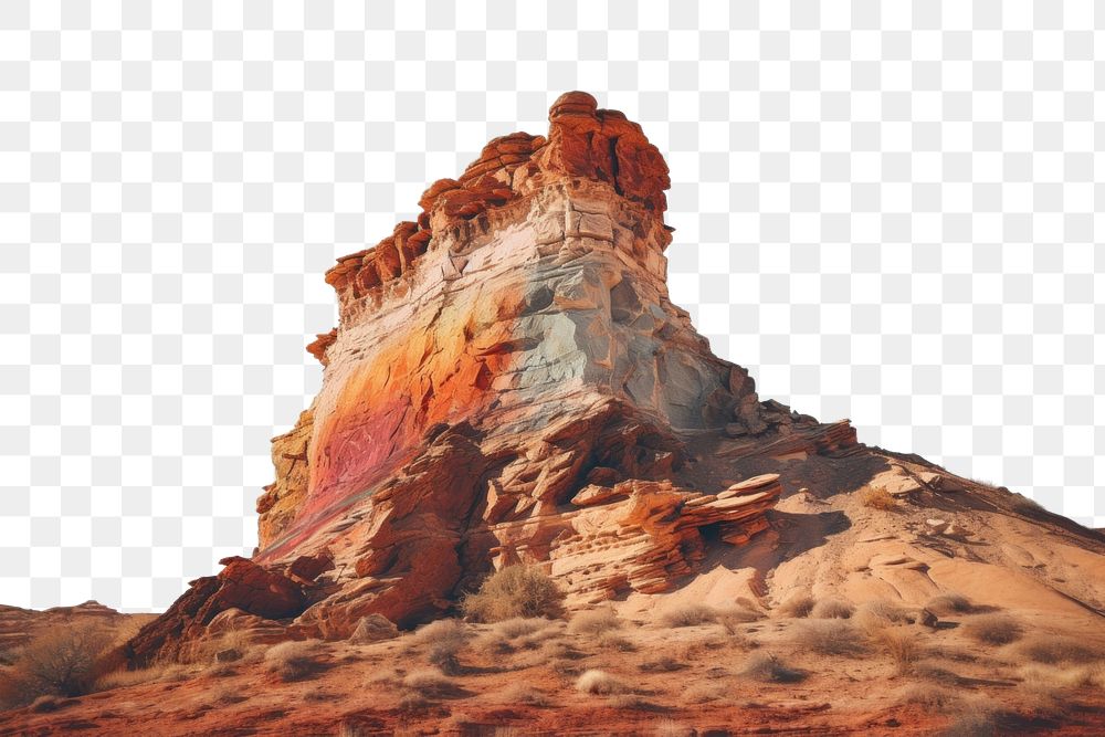 PNG Rock formation on a desert cliff nature mountain outdoors. AI generated Image by rawpixel.