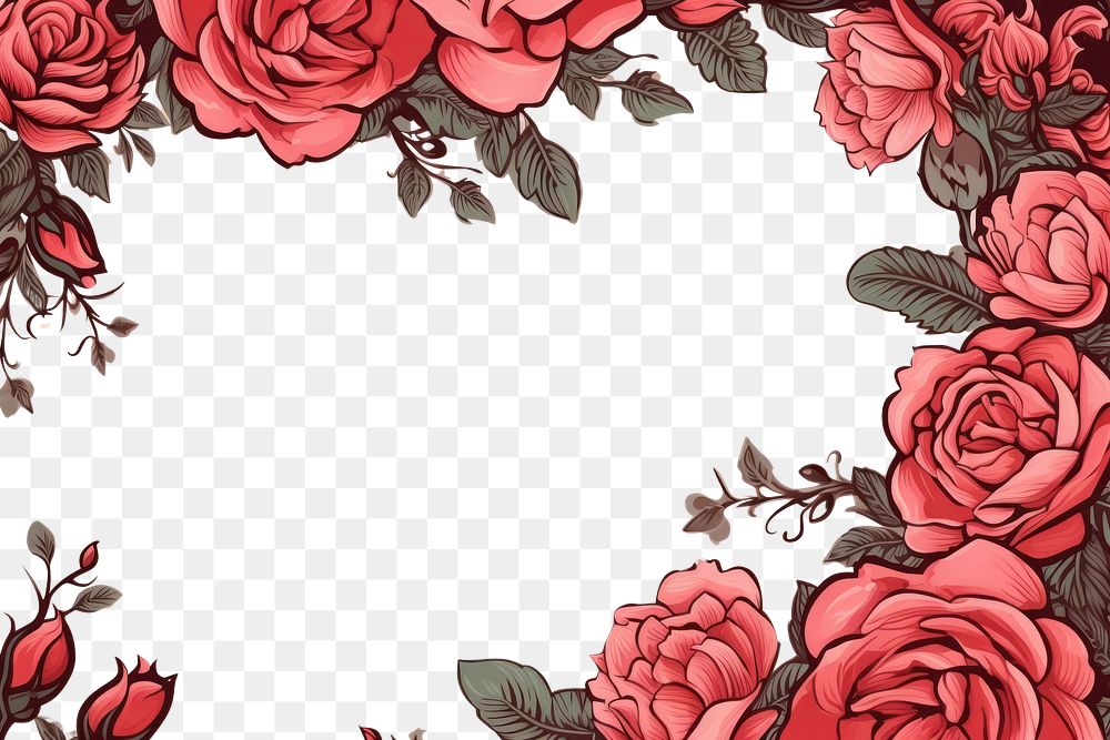 PNG  Rose with leaves backgrounds pattern flower. AI generated Image by rawpixel.