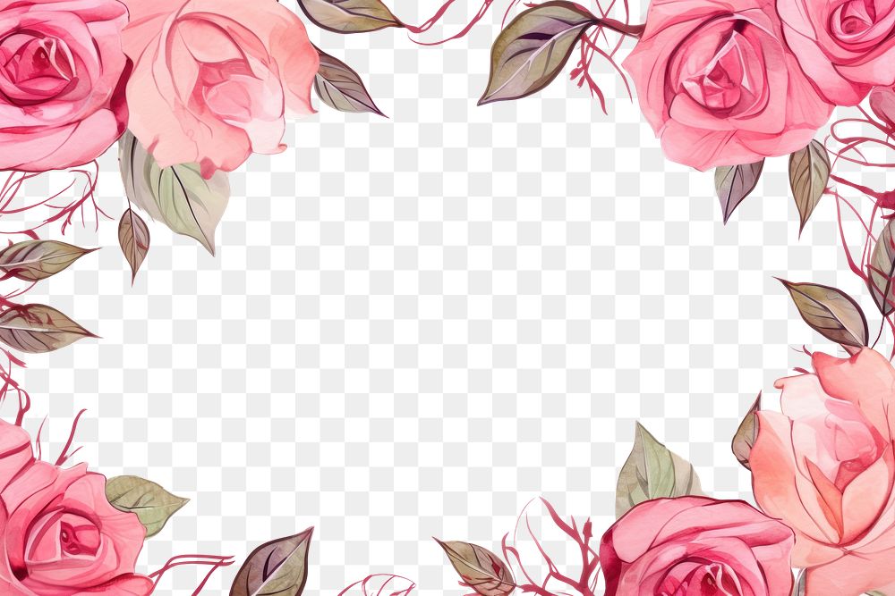 PNG Rose with leaves backgrounds pattern flower. AI generated Image by rawpixel.