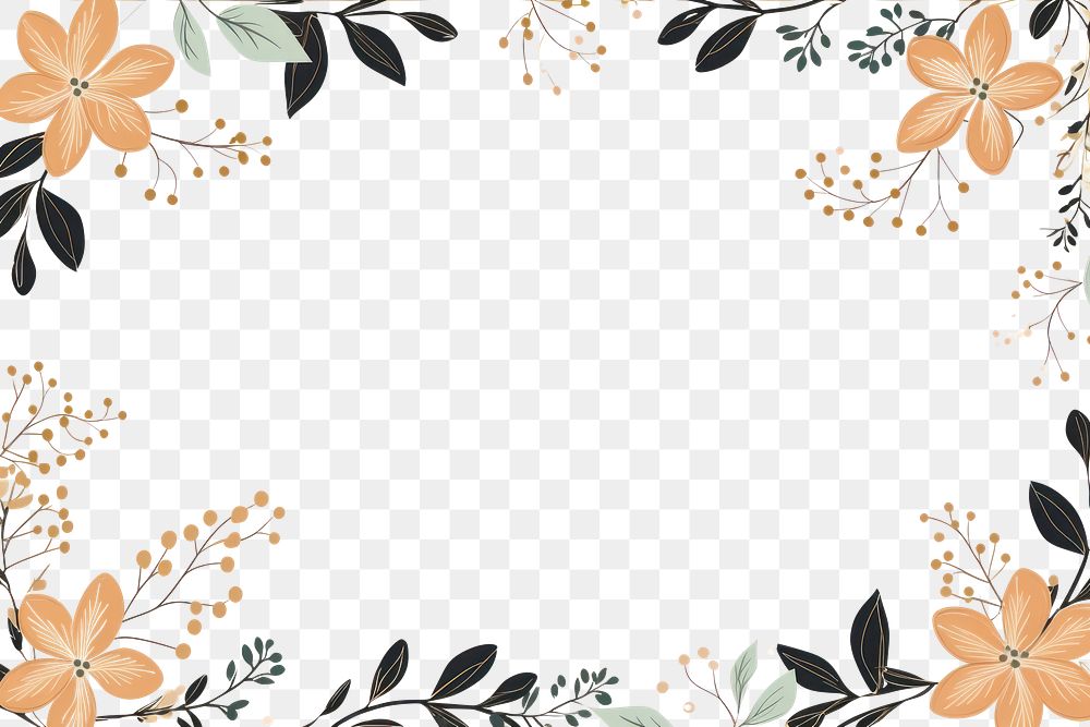 PNG  Simple flower and leaves doodle backgrounds pattern graphics. AI generated Image by rawpixel.