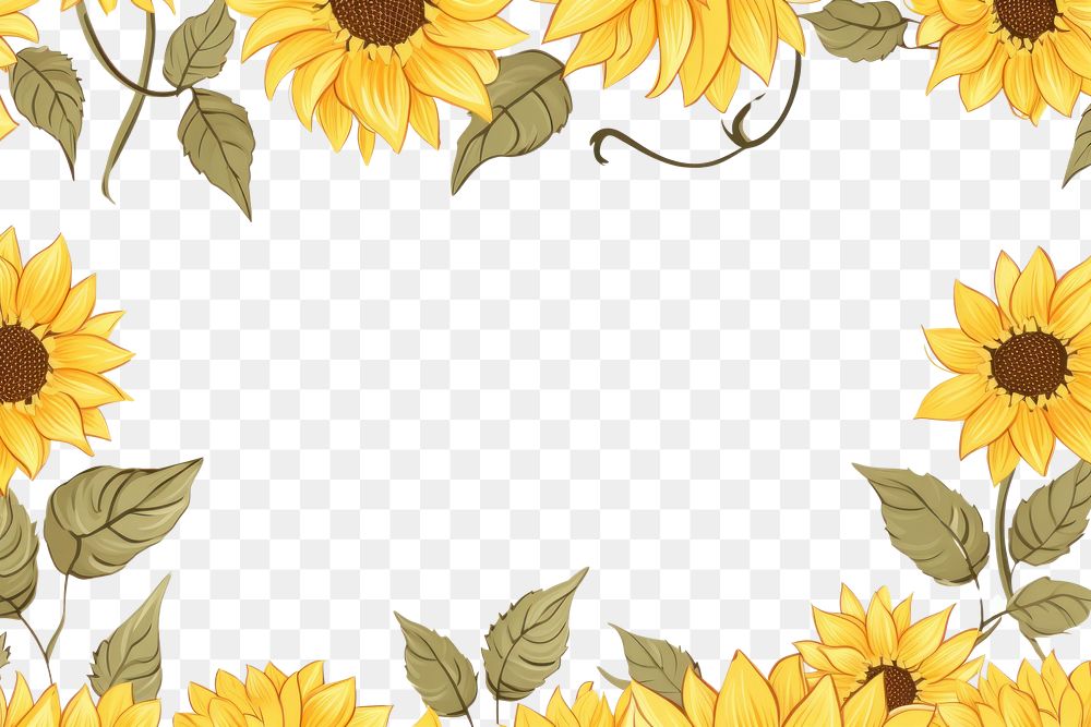 PNG  Sunflower with leaf backgrounds pattern plant. AI generated Image by rawpixel.