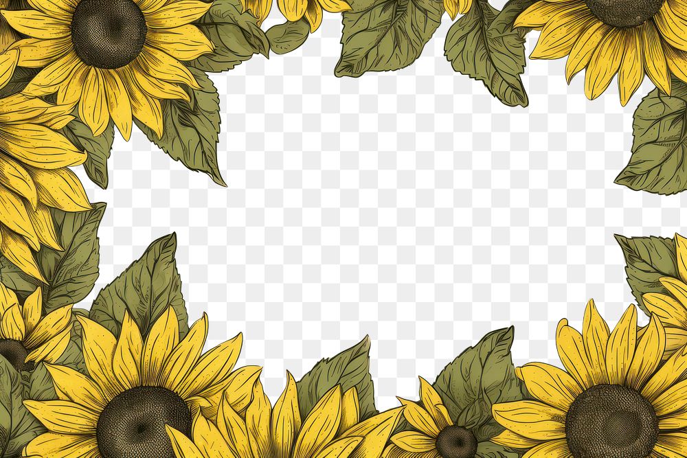 PNG  Sunflower with leaf backgrounds plant inflorescence. AI generated Image by rawpixel.