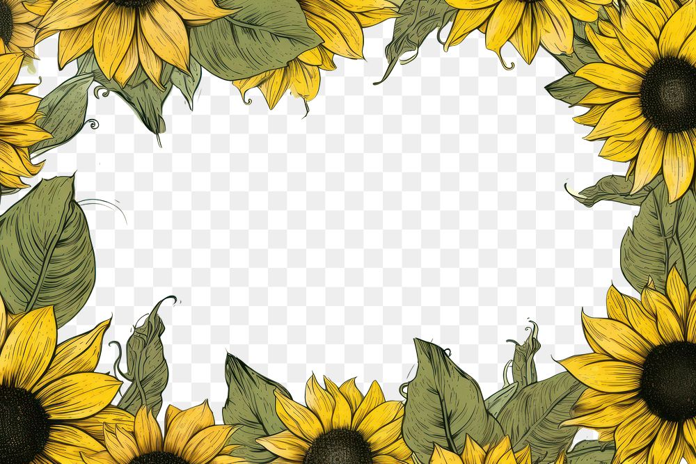 PNG  Sunflower with leaf backgrounds plant asterales. AI generated Image by rawpixel.