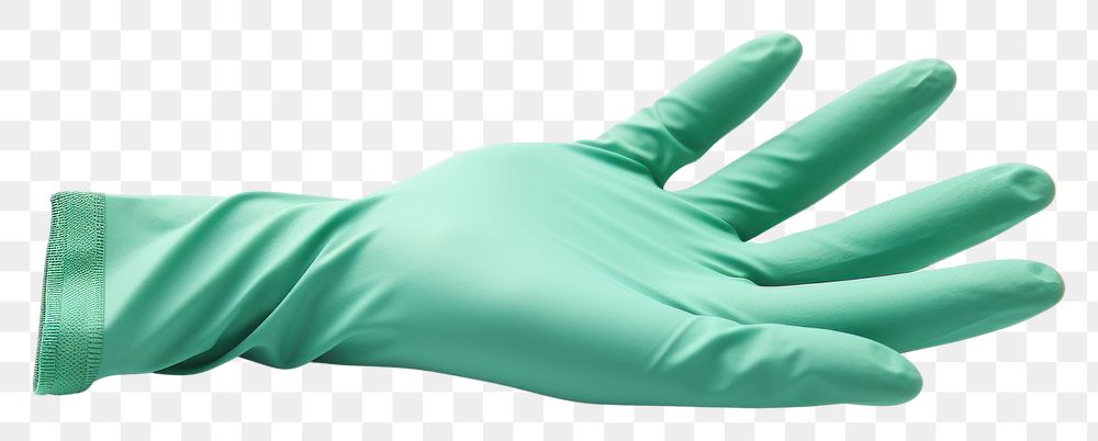 PNG Photo isolated green medical glove white background protection. AI generated Image by rawpixel.