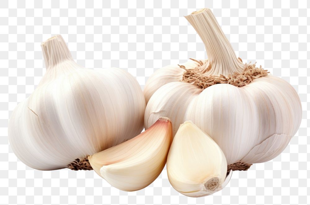 PNG  Garlic vegetable food white background. AI generated Image by rawpixel.