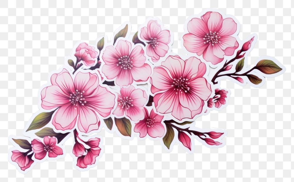 PNG Pink flower pattern plant art. AI generated Image by rawpixel.