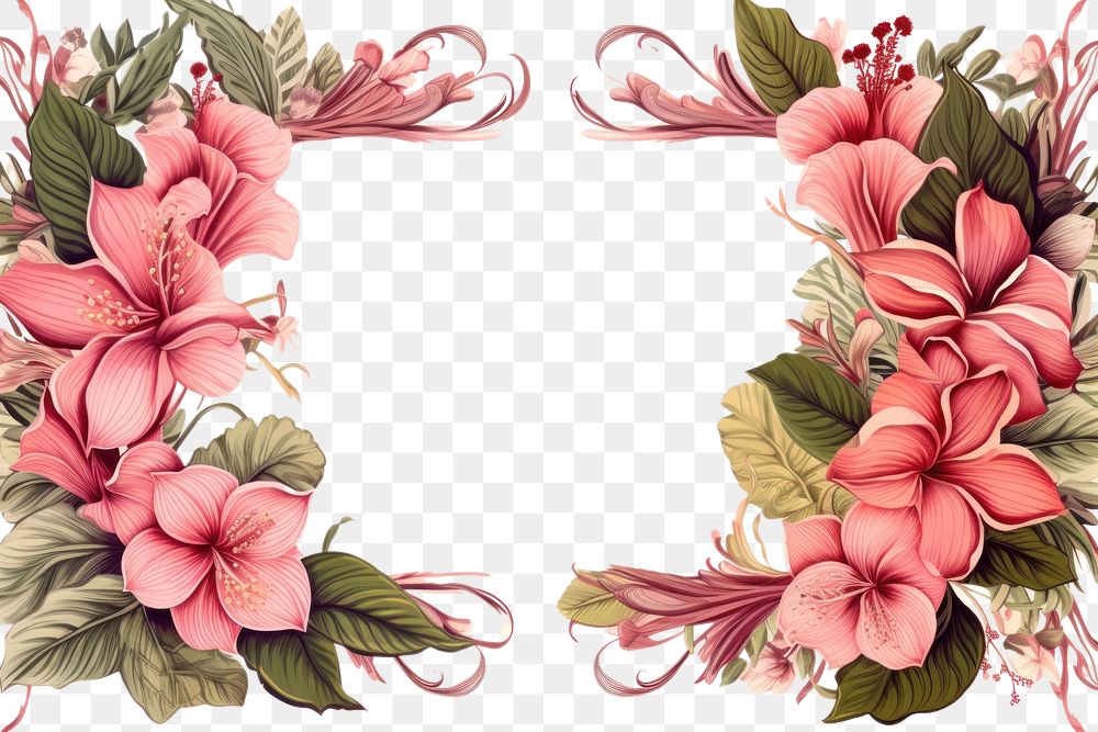 PNG Tropical elegant ornament frame graphics pattern flower. AI generated Image by rawpixel.