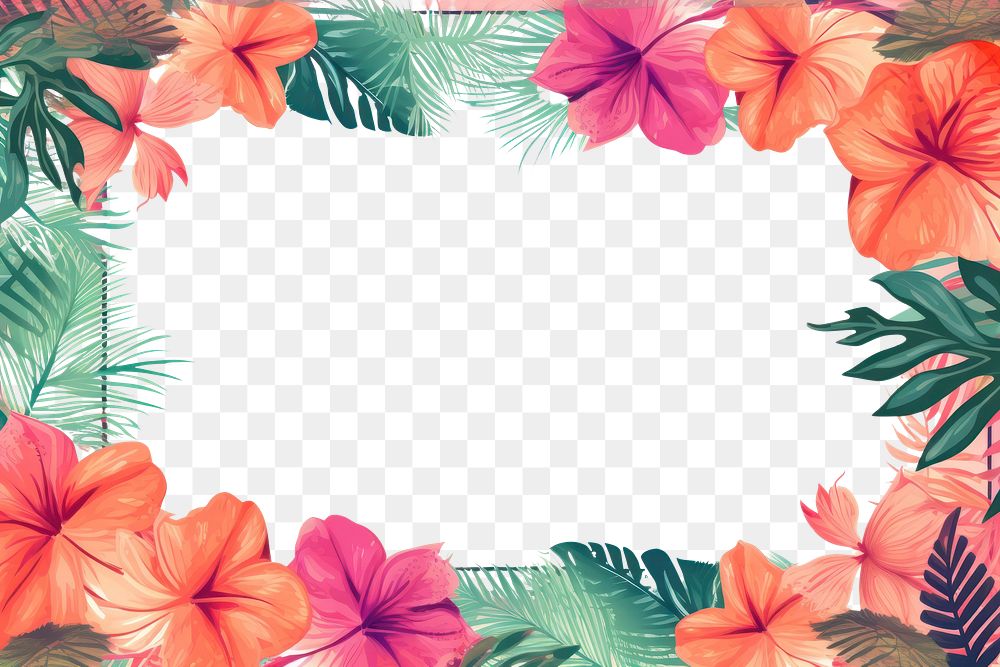 PNG Tropical ornament frame backgrounds hibiscus outdoors. AI generated Image by rawpixel.