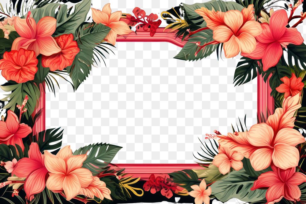 PNG Tropical ornament frame graphics pattern flower. AI generated Image by rawpixel.