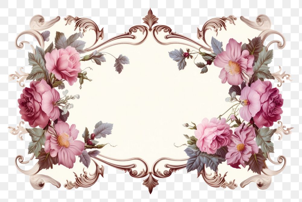 PNG Vintage aesthetic ornament frame graphics pattern flower. AI generated Image by rawpixel.