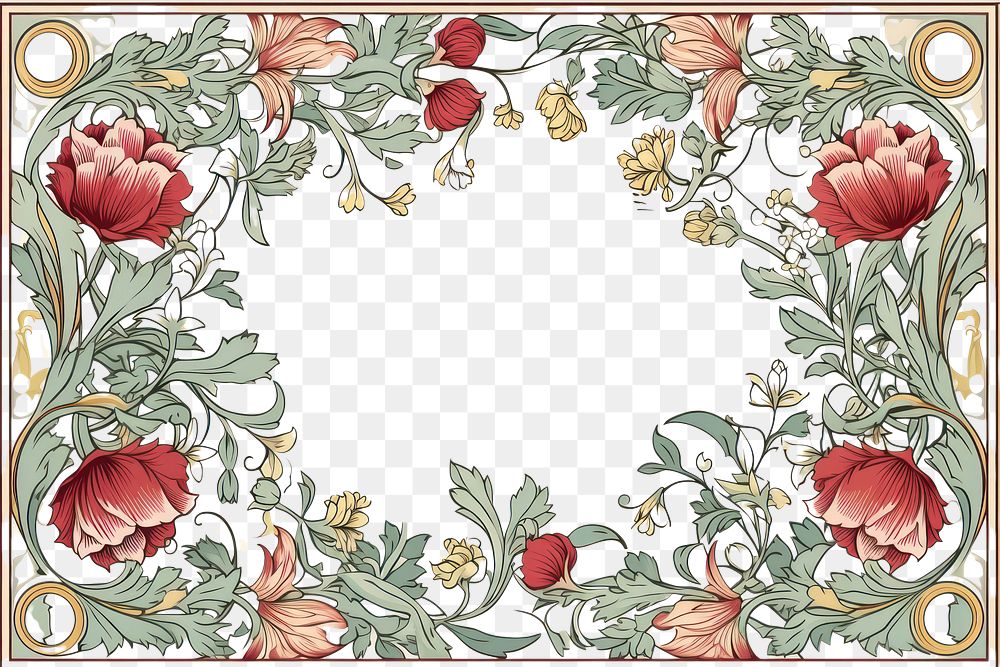 PNG William morris inspired ornament frame backgrounds graphics pattern