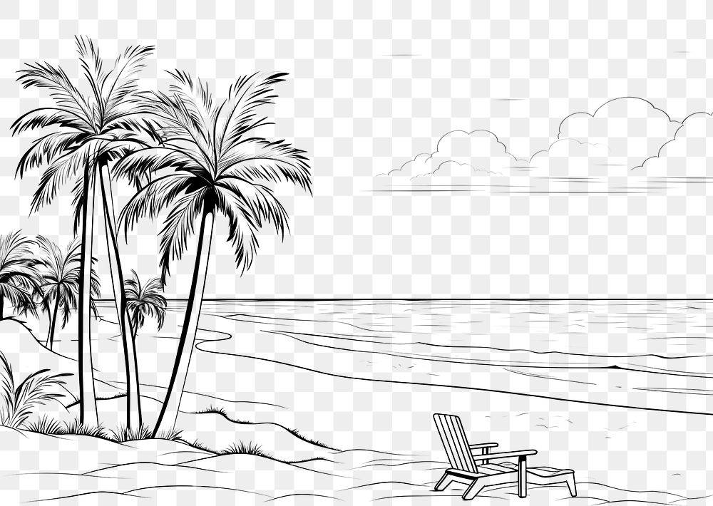 PNG  Beach drawing sketch outdoors. AI generated Image by rawpixel.