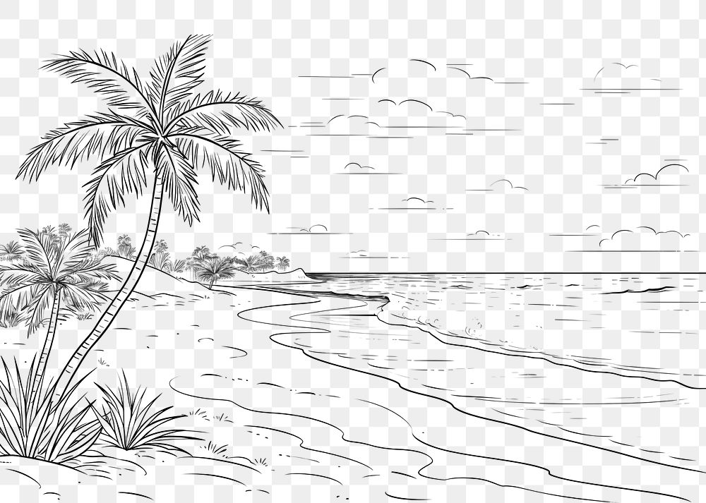PNG  Beach drawing sketch outdoors. AI generated Image by rawpixel.