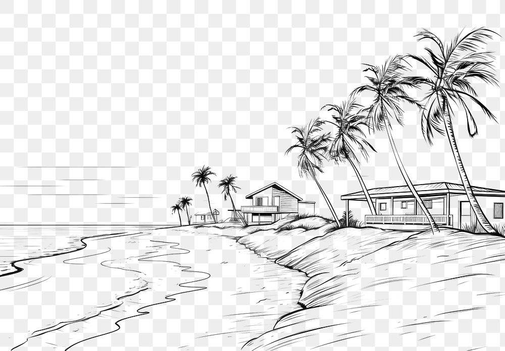 PNG  Beach sketch outdoors drawing. AI generated Image by rawpixel.