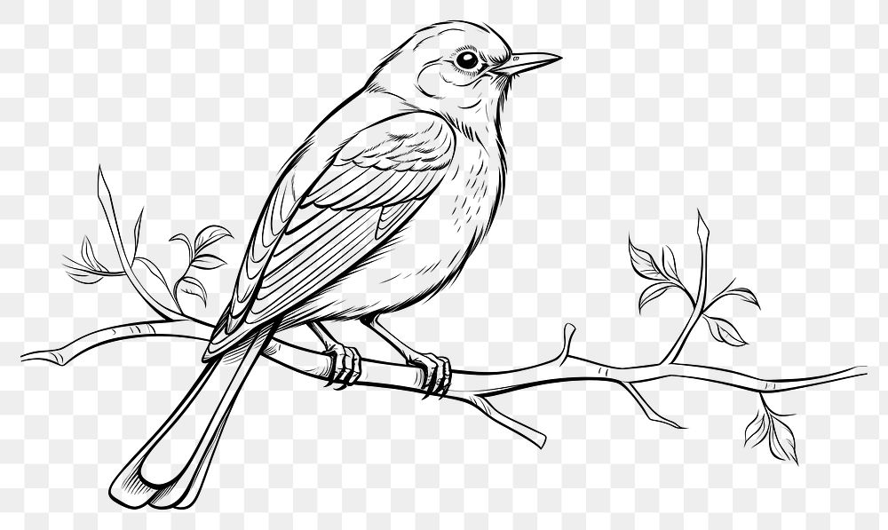 PNG  Bird sketch drawing animal. AI generated Image by rawpixel.