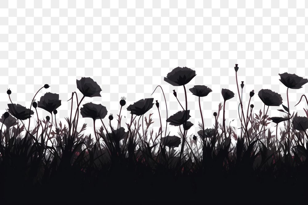 PNG Flowers silhouette outdoors nature. AI generated Image by rawpixel.