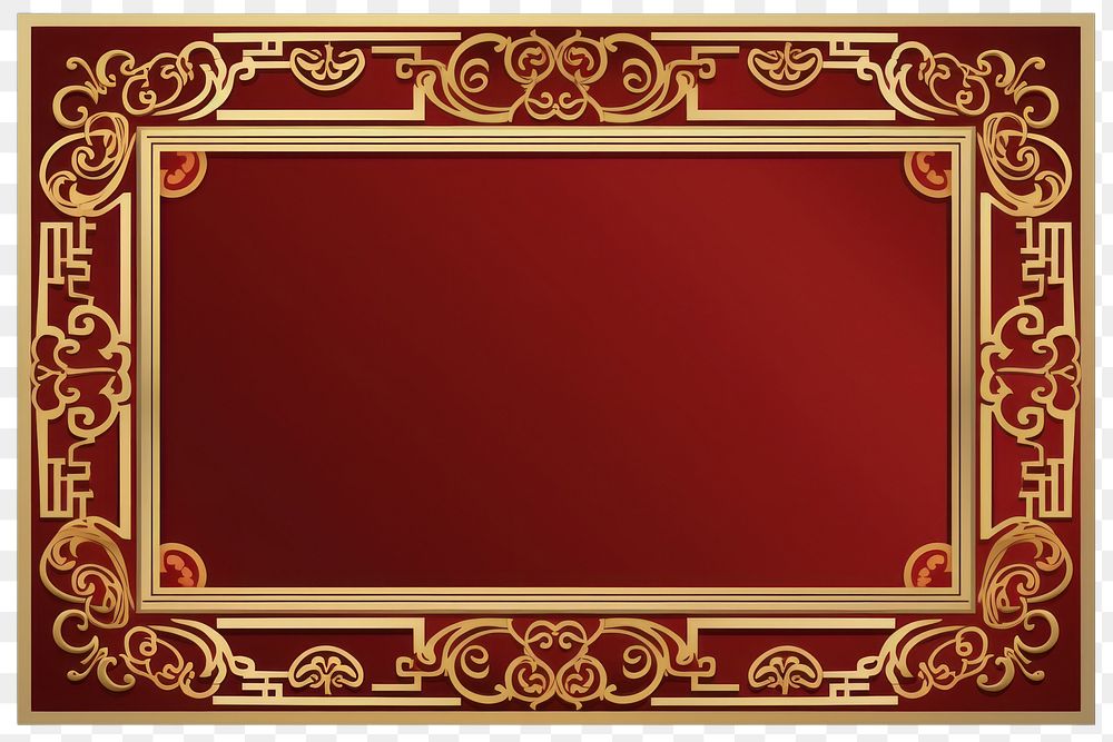 PNG Chinese ornament frame graphic backgrounds gold red. AI generated Image by rawpixel.