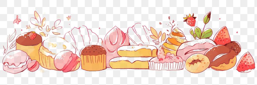PNG Bakery dessert drawing food. AI generated Image by rawpixel.