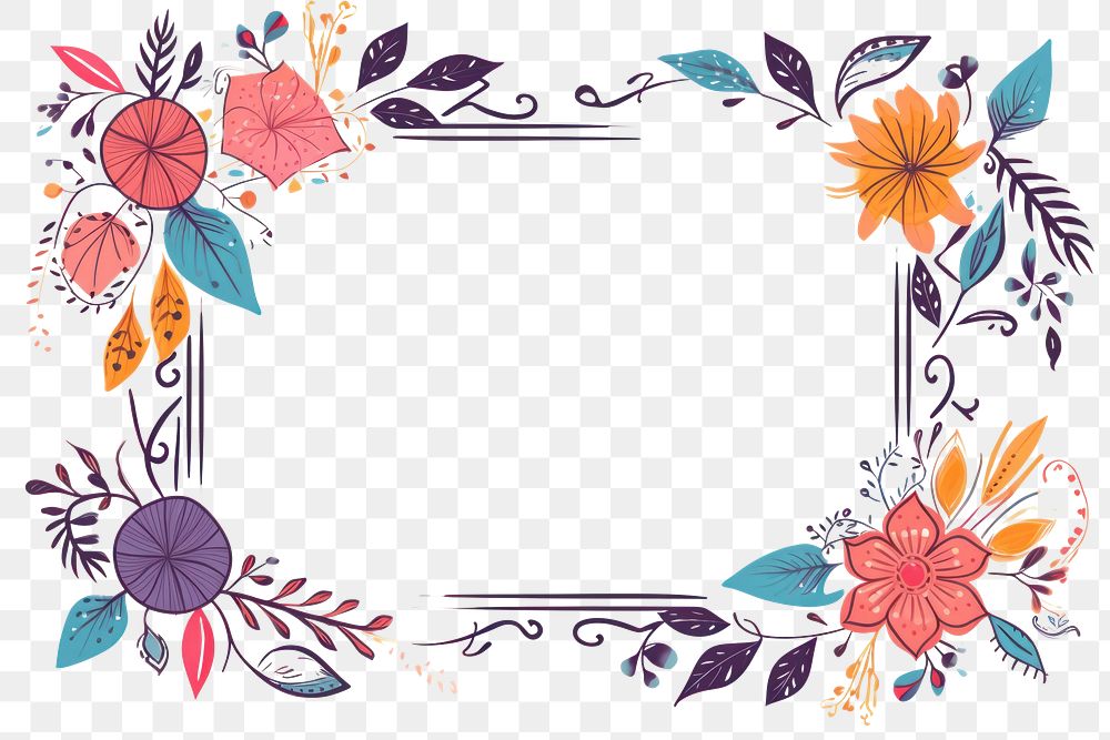 PNG Cute doodle ornament frame graphics pattern flower. AI generated Image by rawpixel.