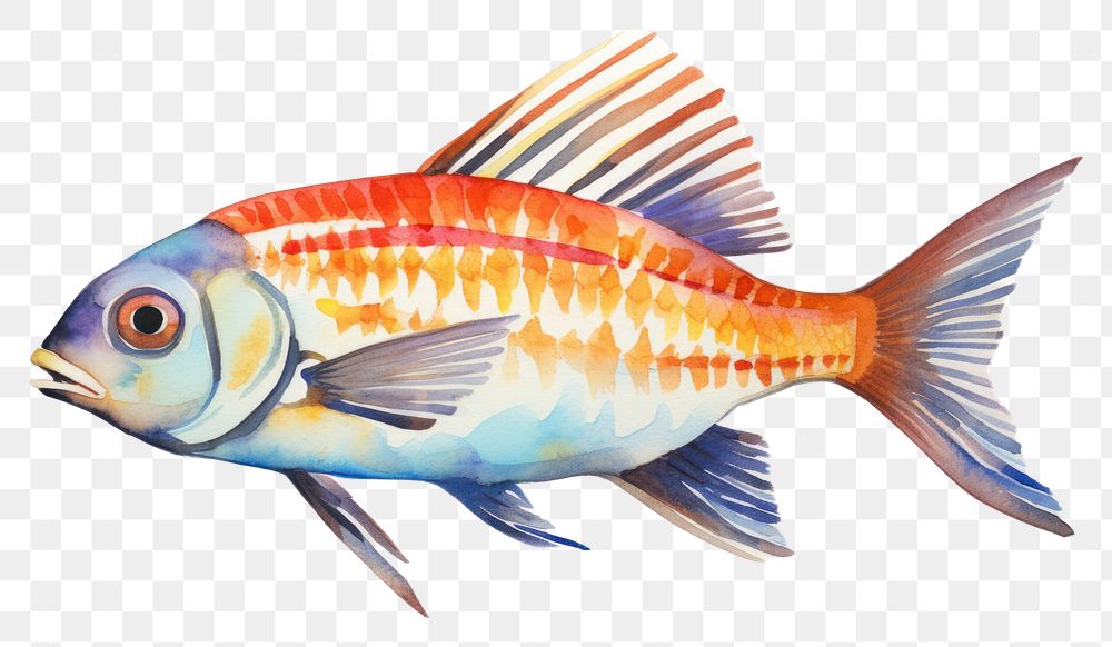 PNG Fish animal white background pomacentridae. AI generated Image by rawpixel.