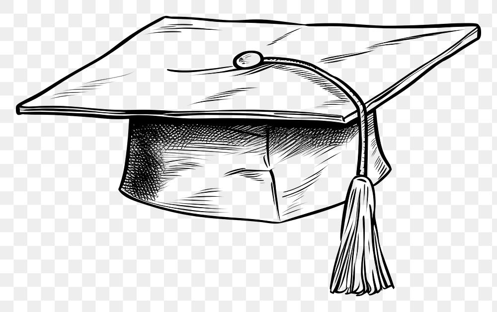 PNG  Graduation hat sketch drawing line. AI generated Image by rawpixel.