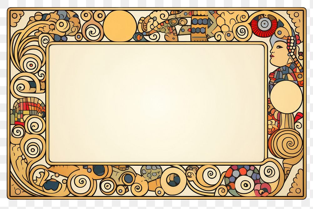 PNG Gustav klimt inspired ornament frame backgrounds creativity pattern. AI generated Image by rawpixel.