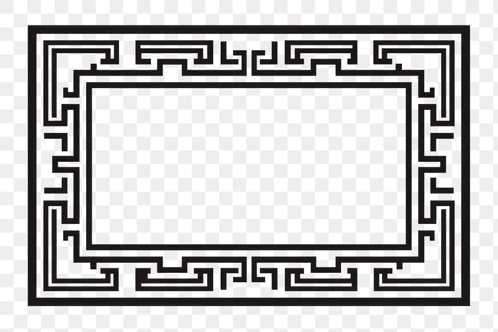 PNG Chinese ornament frame white background scoreboard rectangle. AI generated Image by rawpixel.