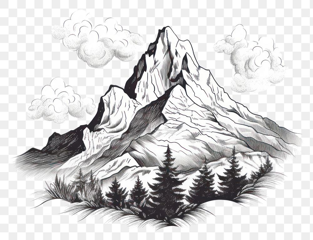 PNG Mountain outdoors drawing nature. | Premium PNG - rawpixel