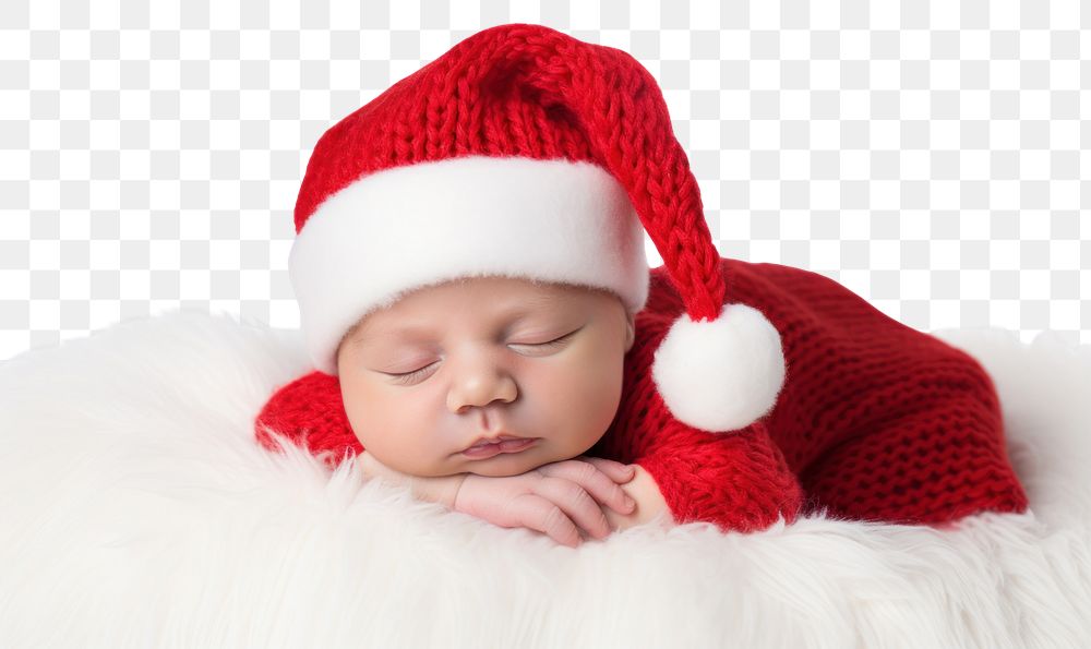 PNG  Baby in Santa newborn sleeping portrait. AI generated Image by rawpixel.