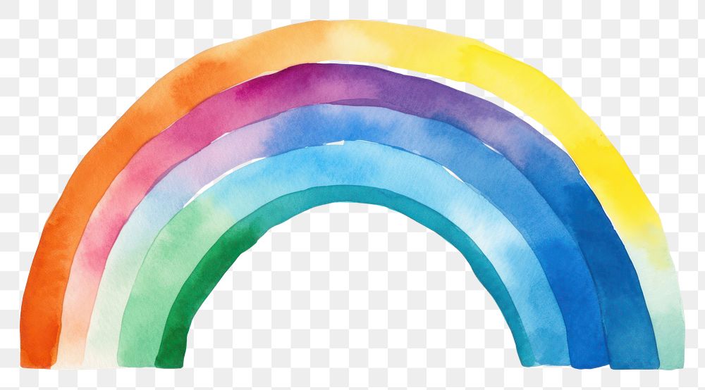 PNG Rainbow shape white background watercolor paint. AI generated Image by rawpixel.
