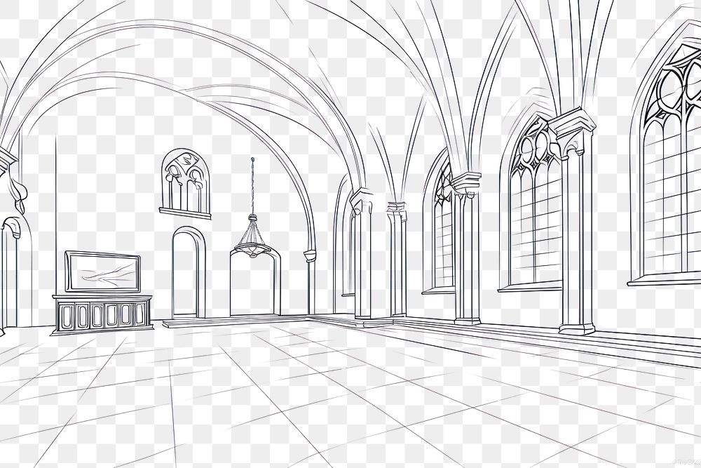 PNG  Kirchen room architecture drawing sketch. AI generated Image by rawpixel.