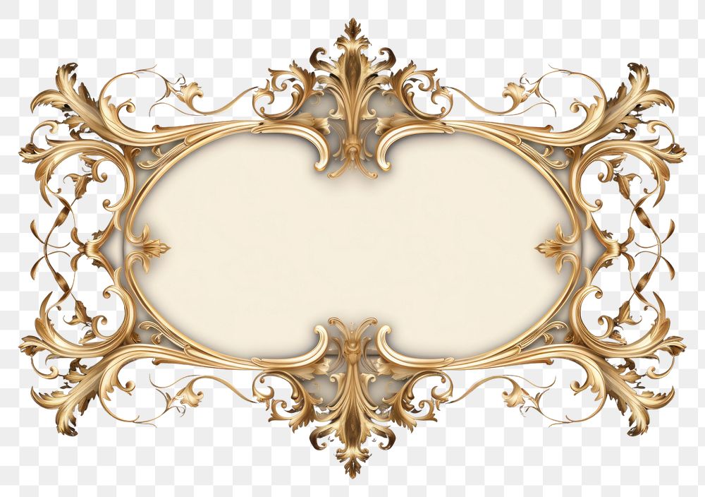 PNG Rococo ornament frame decoration chandelier elegance. AI generated Image by rawpixel.