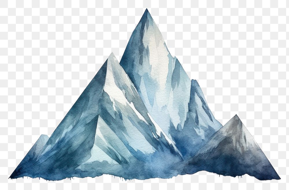 PNG Winter mountain nature ice watercolor paint. AI generated Image by rawpixel.