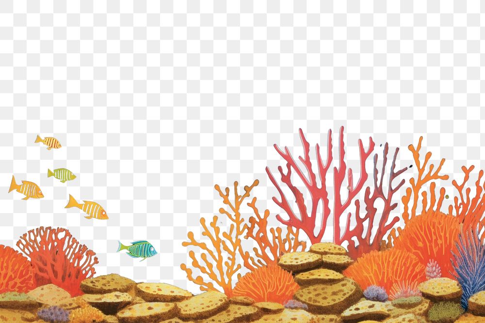 PNG Coral reef with fish underwater aquarium outdoors. AI generated Image by rawpixel.