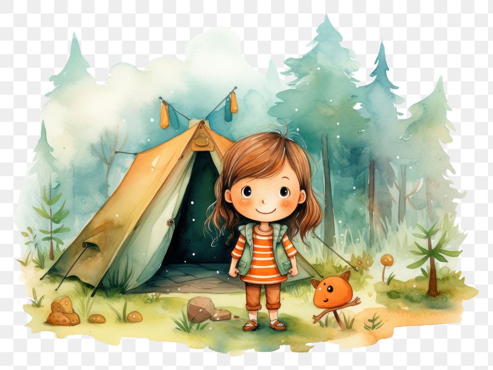 PNG  Camping representation outdoors cartoon. AI generated Image by rawpixel.